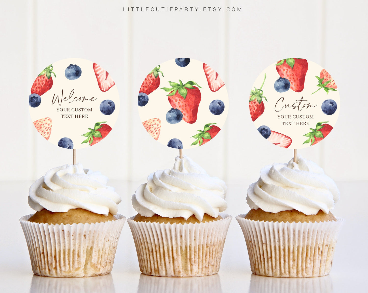 Editable Berry Sweet Baby Shower Cupcake Toppers, Berry Baby Shower Cake Topper, Baby Shower Cake Topper Decorations BRSBS001