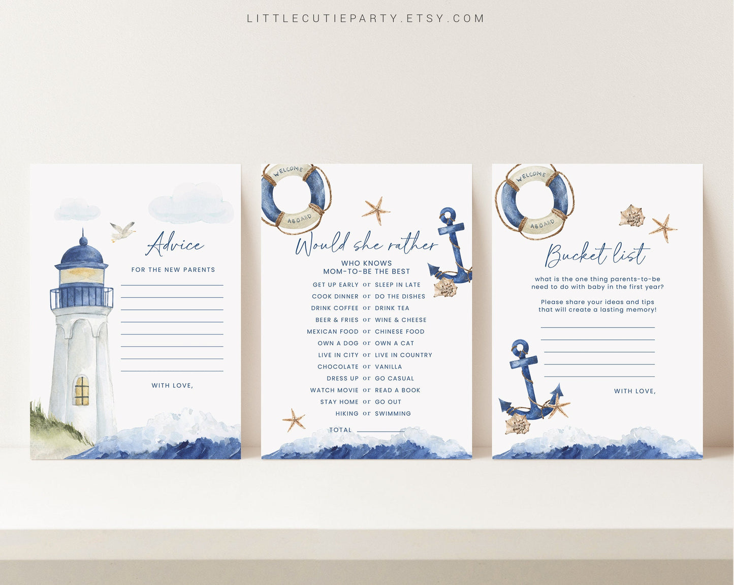10 Editable Ahoy Its a Boy Baby Shower Games, Nautical Baby Shower Games Bundle, Navy and Anchor Baby Shower Party Games AHBBS001