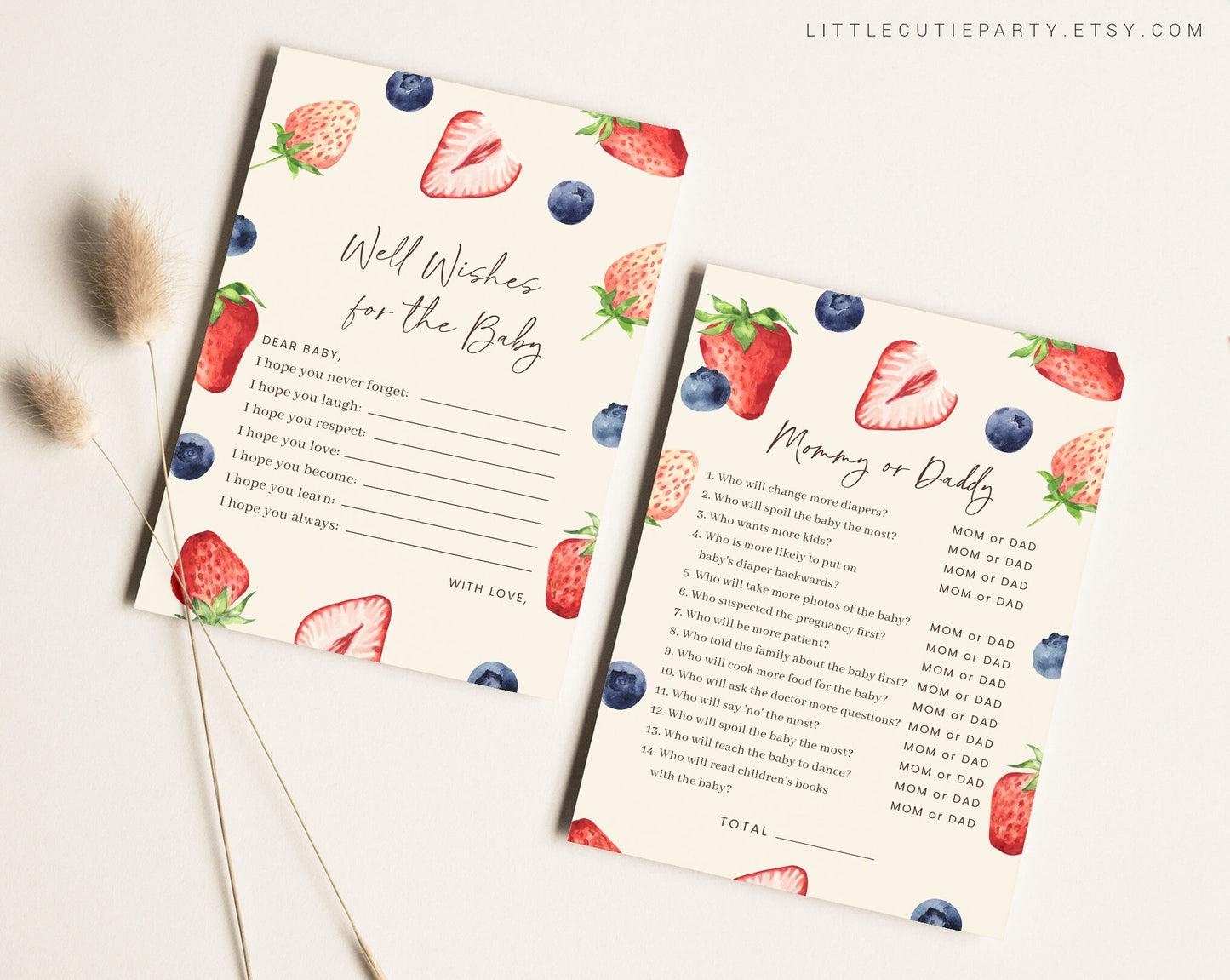 10 Editable Berry Sweet Baby Shower Games, Berry Baby Shower Games Bundle, Blueberry and Strawberry Baby Shower Games BRSBS001, BERGR002