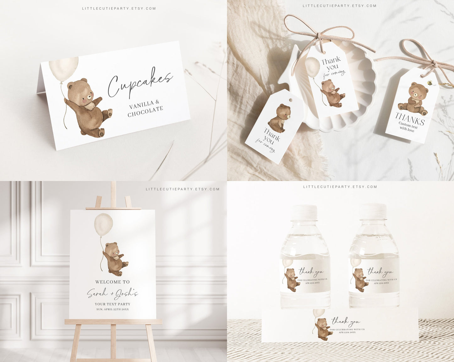 Editable We Can Bearly Wait Baby Shower Invitation Bundle Set, with Games Bundle and All Decorations BRWBS001