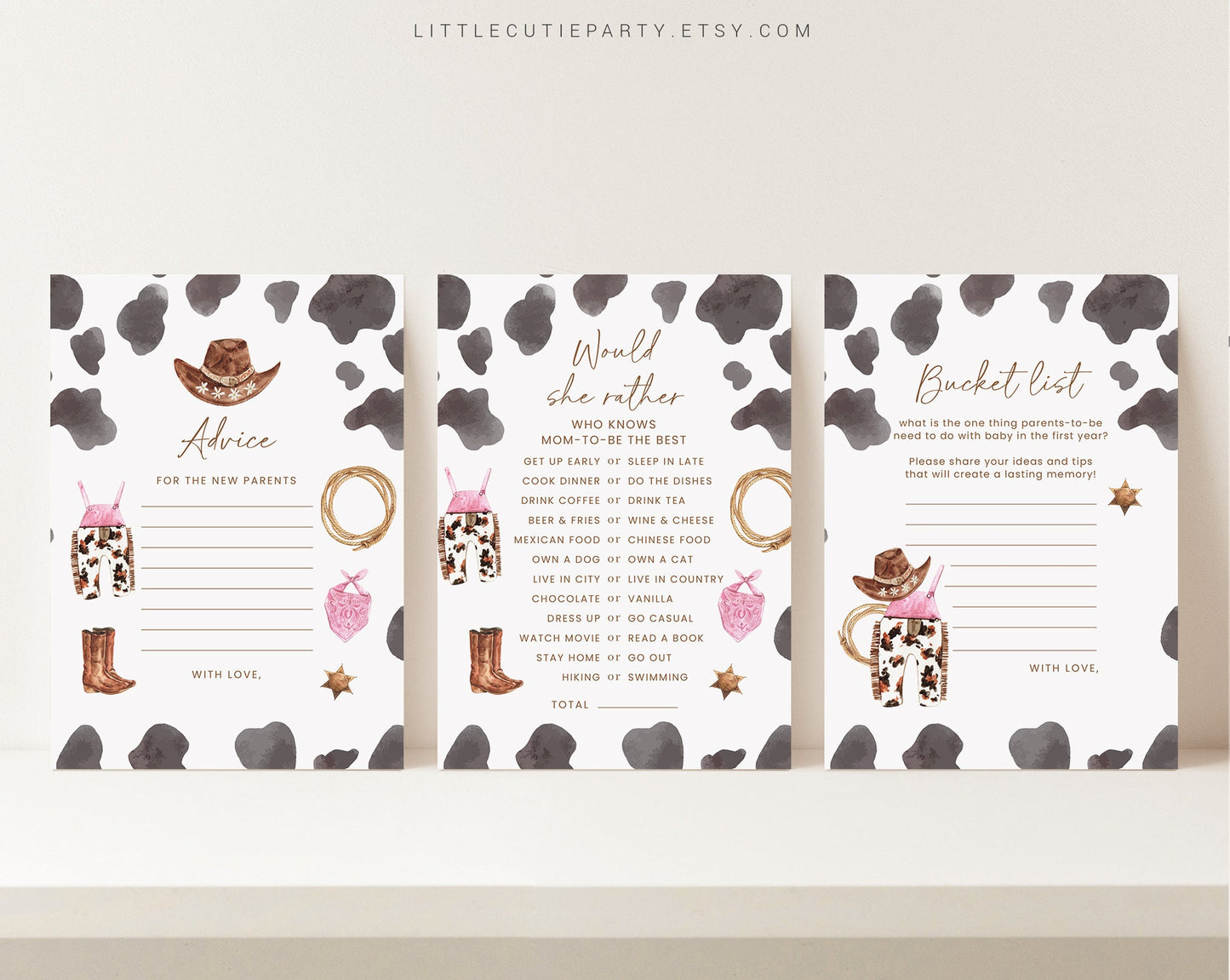 10 Editable Cowgirl Baby Shower Games, A Little Cowgirl is On the Way Baby Shower Games Bundle, Cowgirl Games, Baby Shower Activity CWGBS001