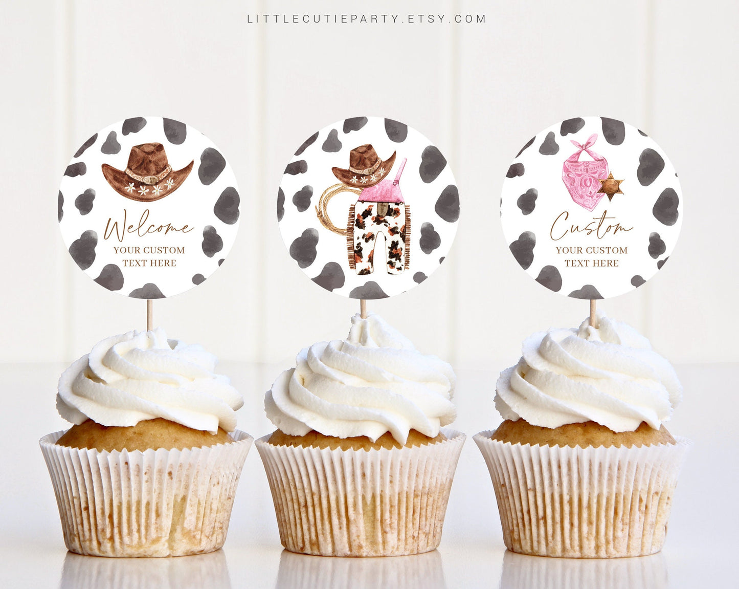 Editable Cowgirl Baby Shower Cupcake Toppers, Cowgirl Baby Shower Cake Topper, Baby Shower Cake Topper Decorations CWGBS001