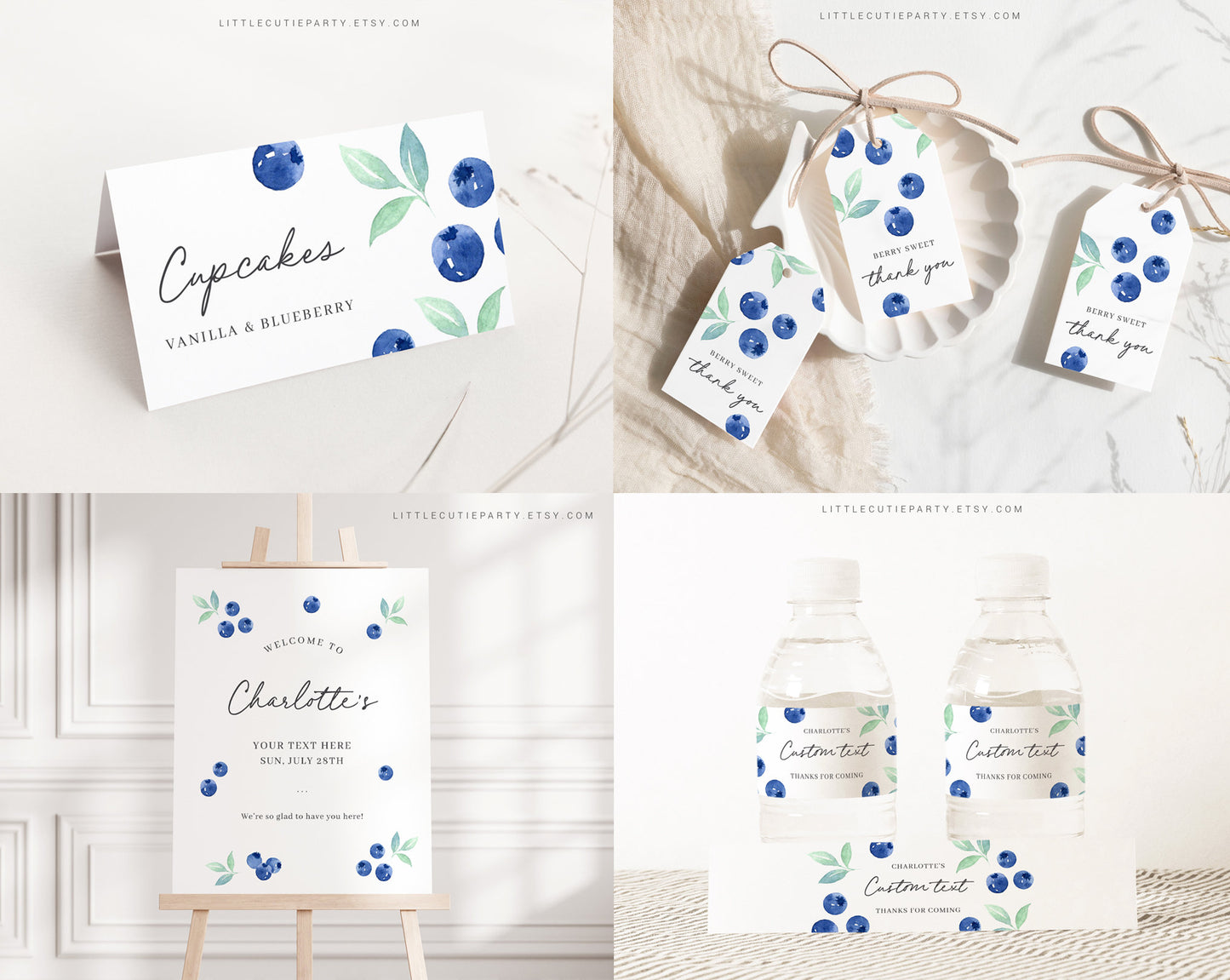 Editable Blueberry Birthday Invitation Bundle, Berry First Birthday Invitation, Berry 1st Birthday Bundle,Blueberry Birthday Decor BLUEBD001