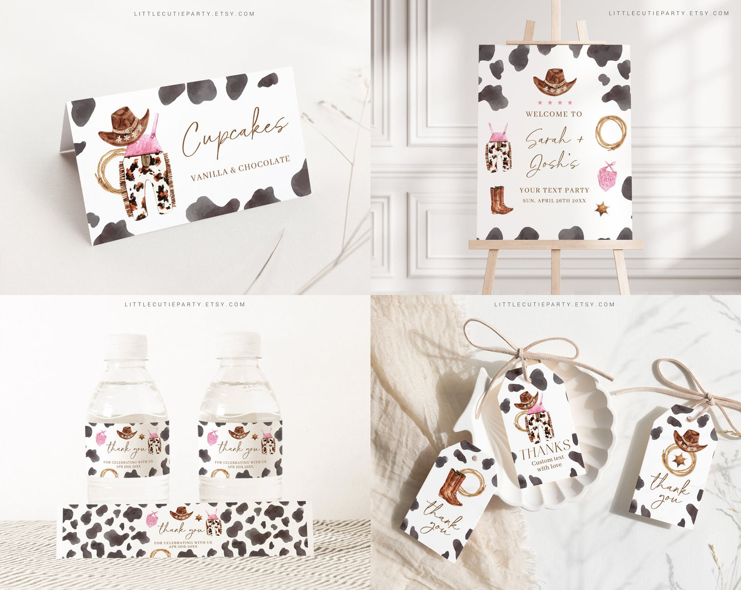 Editable Cowgirl Baby Shower Invitation Bundle, A Little Cowgirl is On the Way Baby Shower, with Games Bundle and Baby Shower Decor CWGBS001