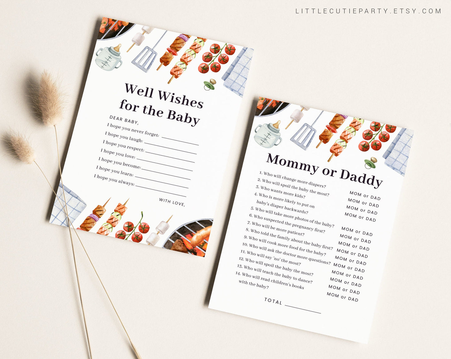 10 Editable Babyq Baby Shower Games, Barbeque Baby Shower Games Bundle, Bbq Baby Set Neutral Baby Shower Party Games BBQBS001
