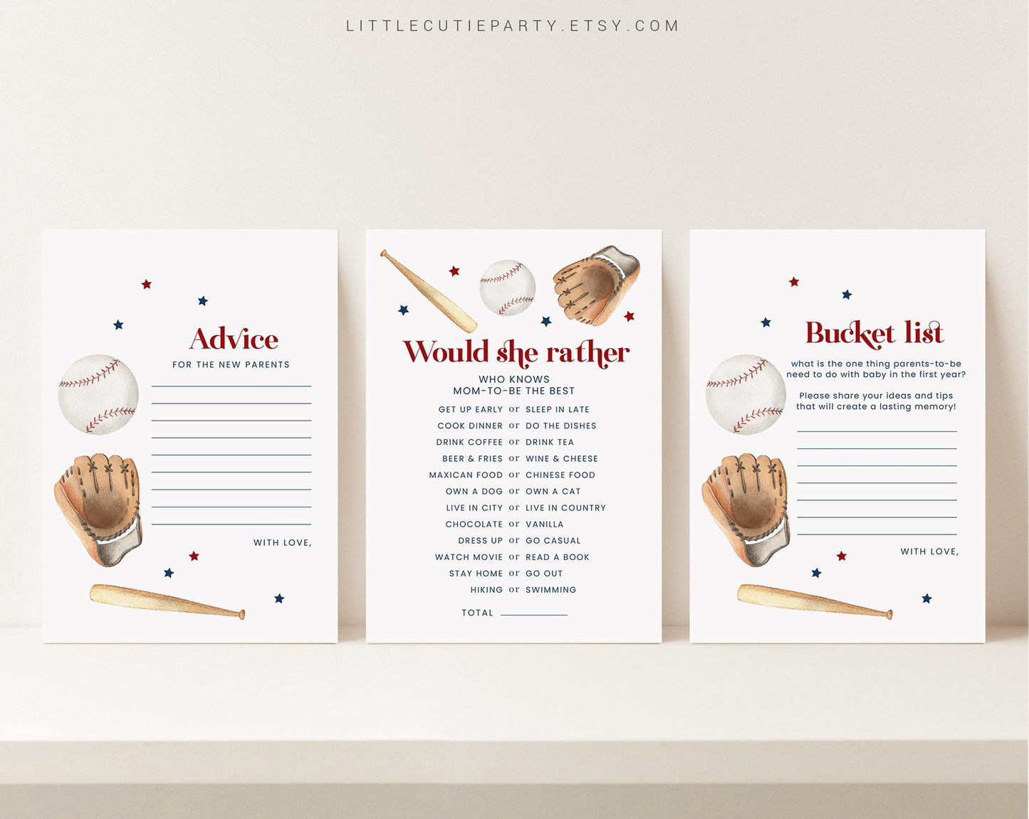10 Editable Baseball Baby Shower Games, Shower Games Bundle, Baseball Babyshower Game Set for Baby Shower Activities BSBBS001