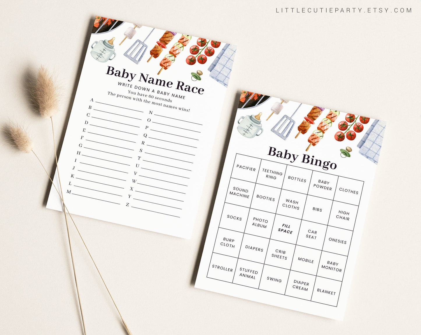 10 Editable Babyq Baby Shower Games, Barbeque Baby Shower Games Bundle, Bbq Baby Set Neutral Baby Shower Party Games BBQBS001