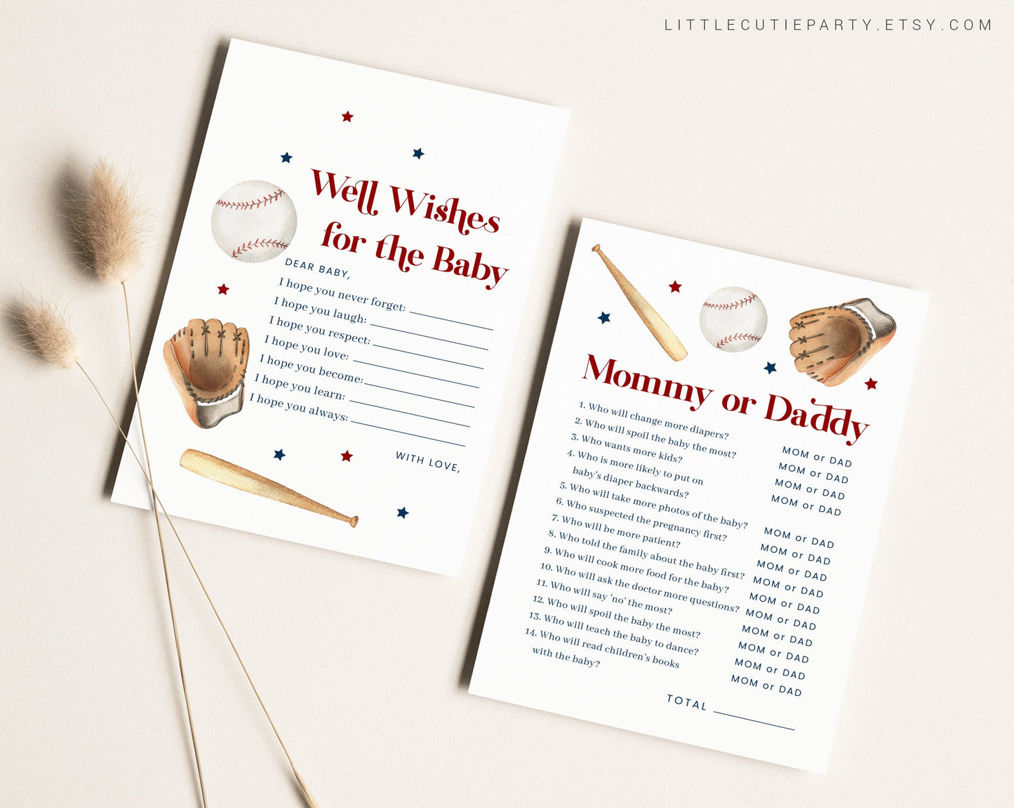 10 Editable Baseball Baby Shower Games, Shower Games Bundle, Baseball Babyshower Game Set for Baby Shower Activities BSBBS001