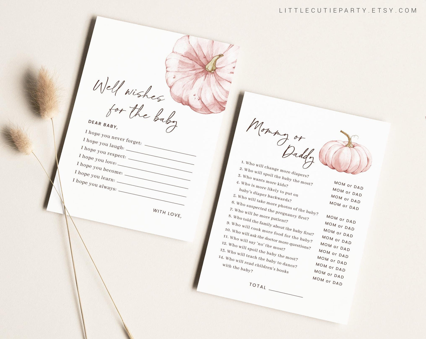 10 Editable Pink Pumpkin Baby Shower Games, Little Pumpkin is on the Way Games Bundle, Pumpkin Game Set for Baby Shower Activities PPKBS002