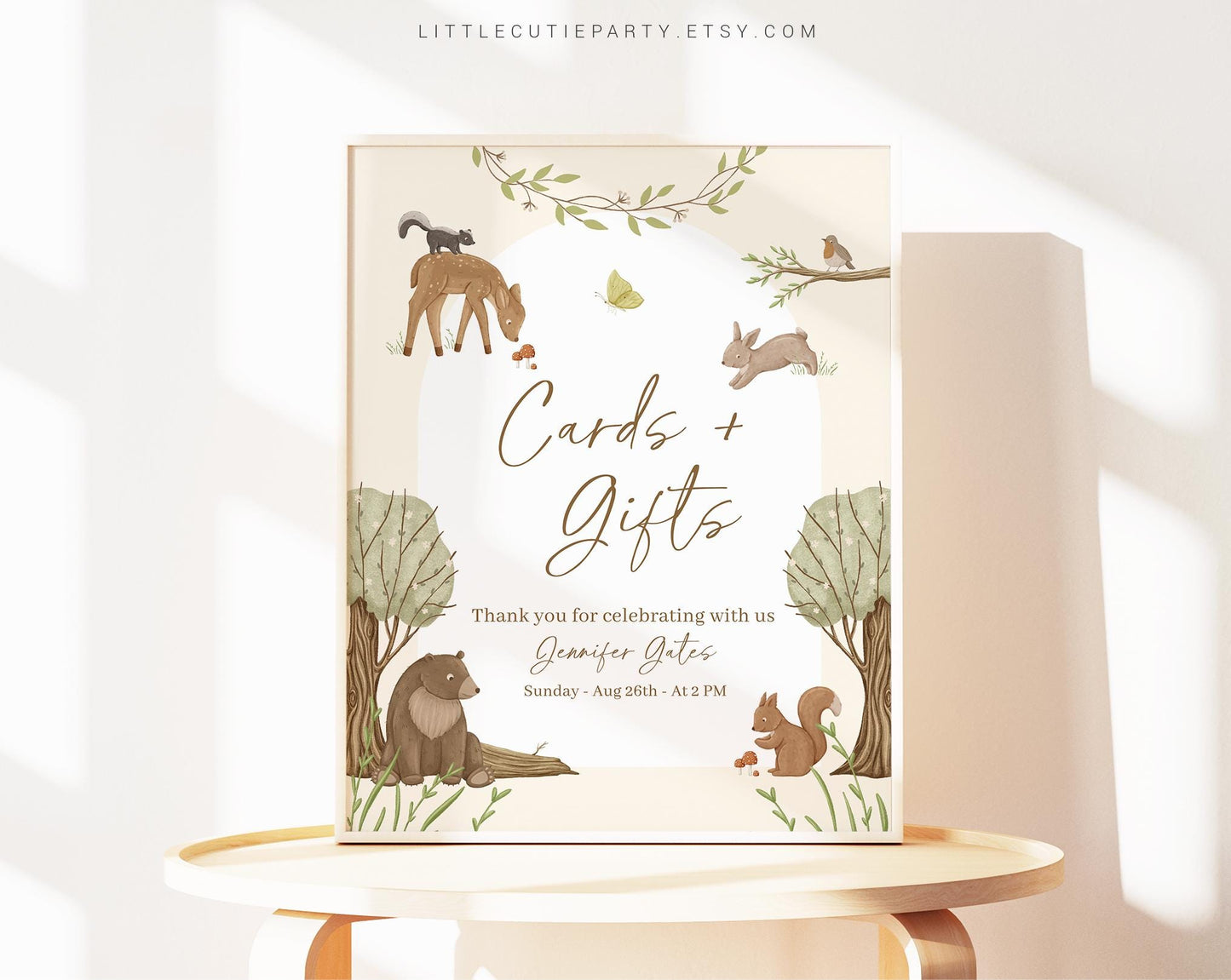 Editable Woodland Baby Shower Sign, Custom Sign Template for Woodland Baby Shower Decor WOOD001