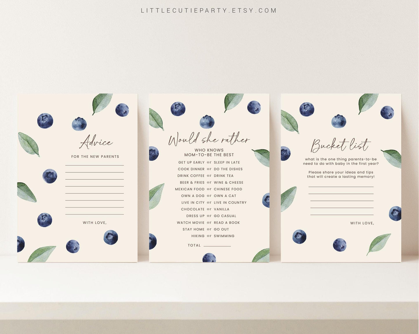 10 Editable Blueberry Baby Shower Games, Berry Baby Shower Games, Nautical Baby Shower Game Bundle, Blueberry Theme BLUEBS002