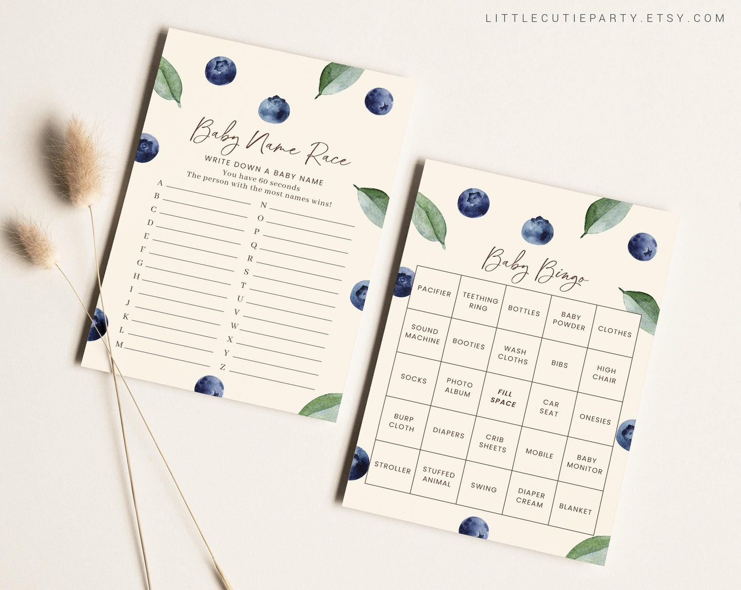 10 Editable Blueberry Baby Shower Games, Berry Baby Shower Games, Nautical Baby Shower Game Bundle, Blueberry Theme BLUEBS002