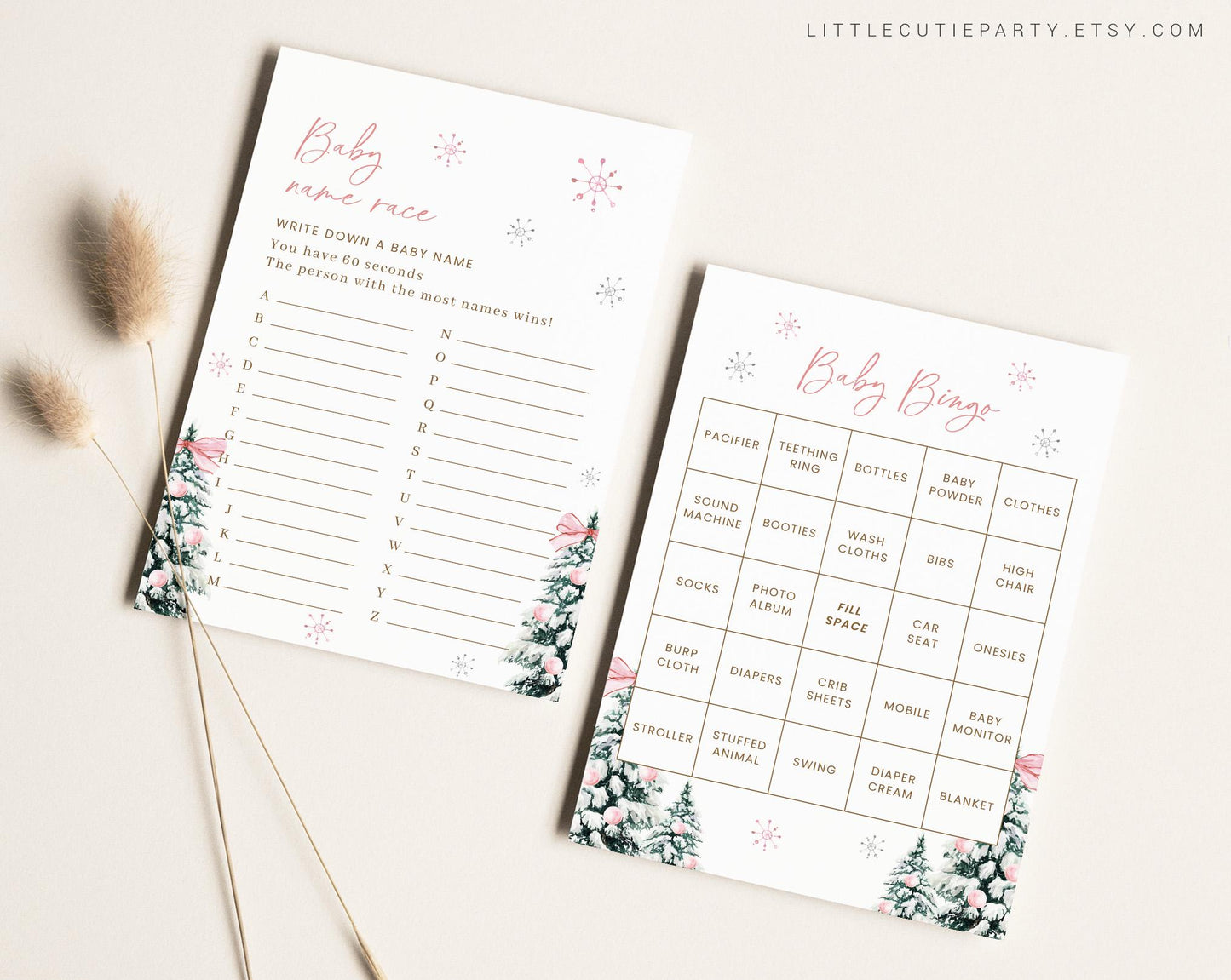 10 Editable Baby Its Cold Outside Pink Baby Shower Games, Winter Girl Baby Shower Games Bundle, Baby Girl Baby Shower Party Games PWINBS001