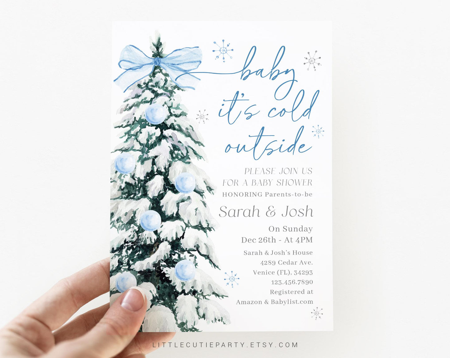 Editable Baby Its Cold Outside Boy Baby Shower Invitation, Winter Boy Baby Shower with Diaper Raffle, Books for Baby and Tag BWINBS001
