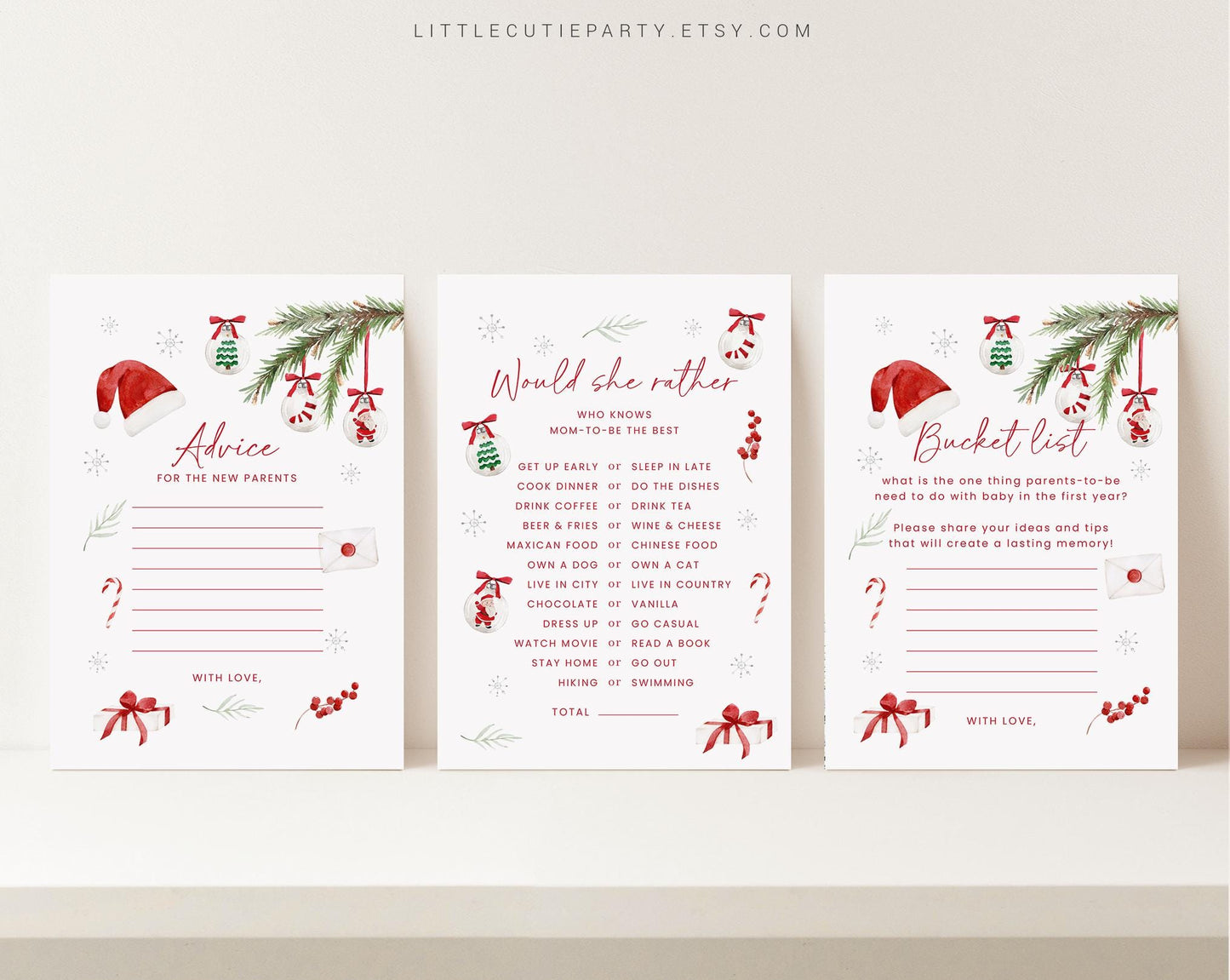 10 Editable Christmas Baby Shower Game Bundle, Santa Baby Shower Games Bundle, Christmas Winter Baby Shower Party Games SNTBS002