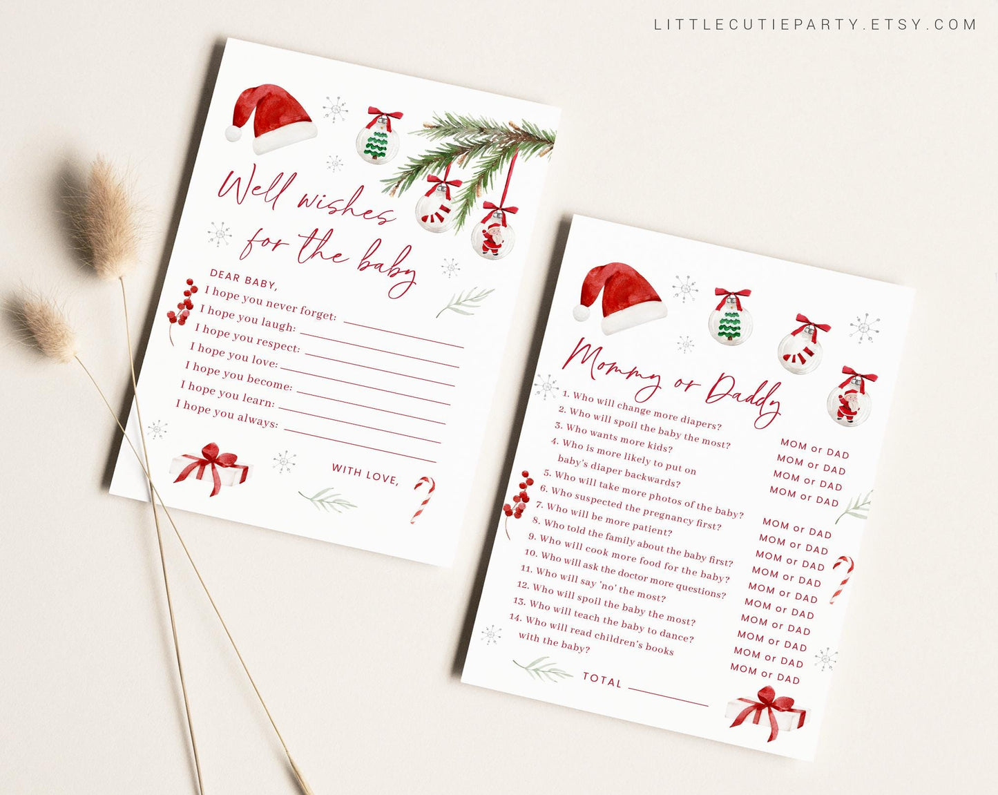 10 Editable Christmas Baby Shower Game Bundle, Santa Baby Shower Games Bundle, Christmas Winter Baby Shower Party Games SNTBS002