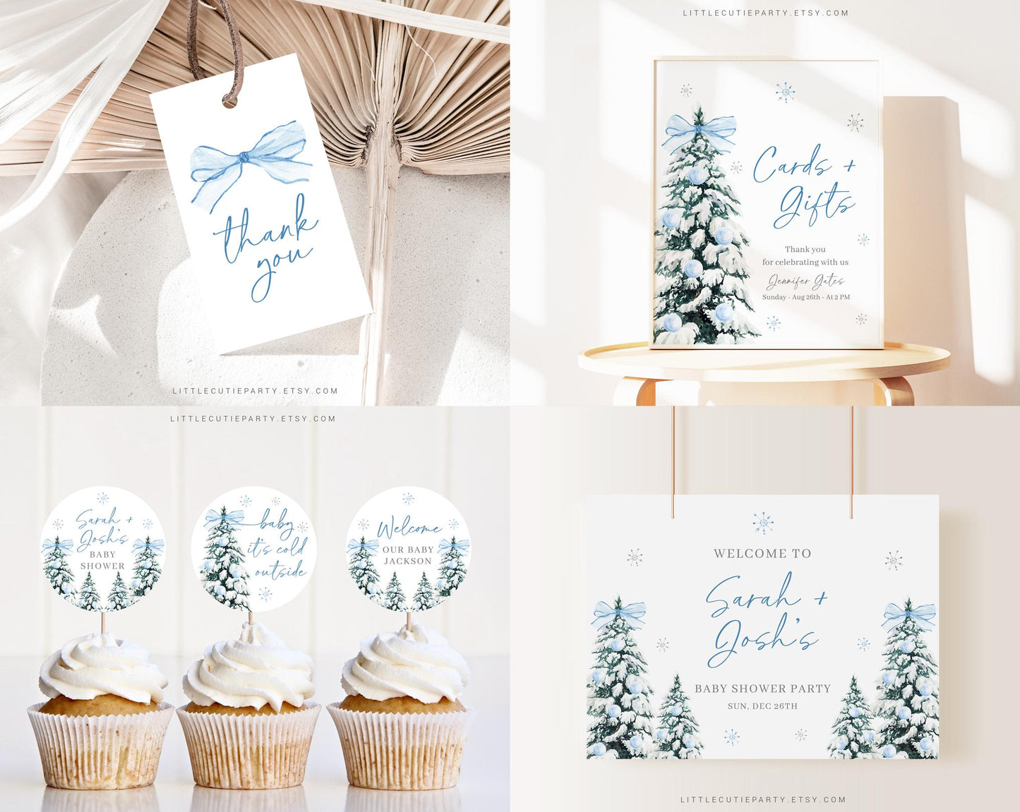 Editable Baby Its Cold Outside Blue Baby Shower Invitation Bundle, Baby Its Cold Outside Boy Shower Bundle with Games and Decor BWINBS001