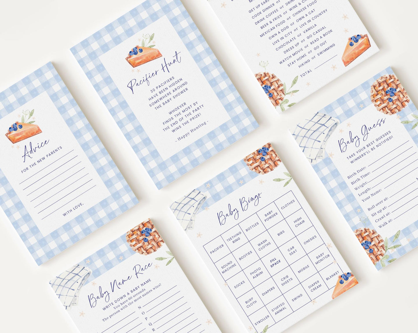 10 Editable Blue Cutie Pie Baby Shower Games Bundle, Blue Sweet Cutie Pie Baby Shower Bingo Games Bundle, Thanksgiving Shower Games CTPBS002