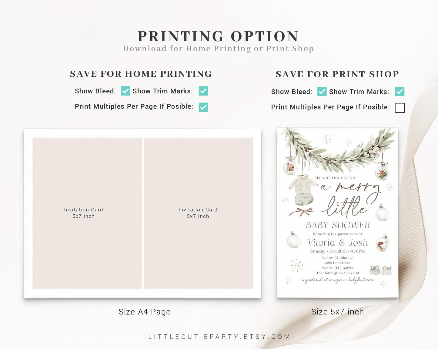 Editable A Merry Little Baby Shower Invitation, Retro Christmas Baby Shower with Diaper Raffle, Books for Baby and Tag MRYBS002