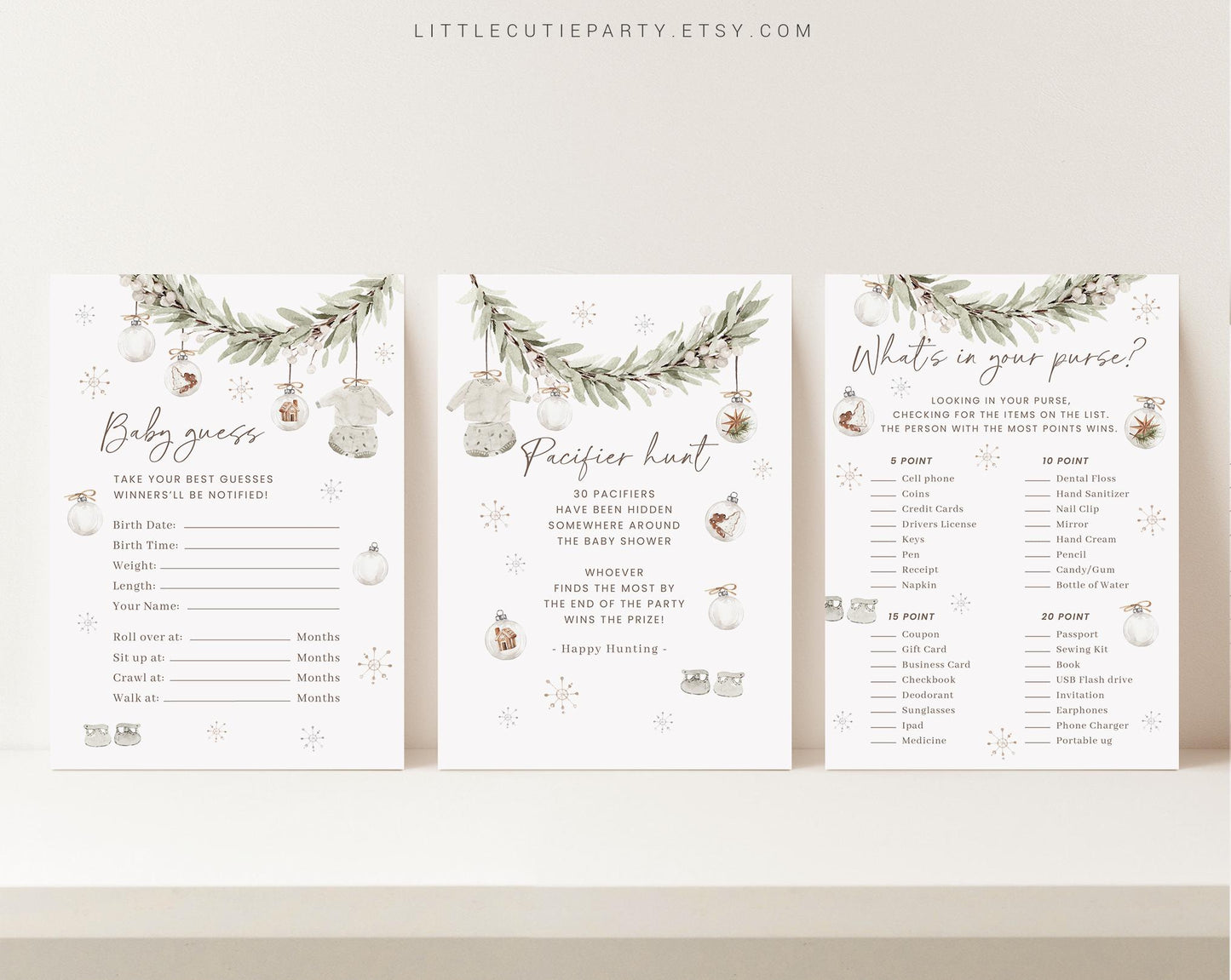 10 Editable A Merry Little Baby Shower Games, Retro Christmas Baby Shower Games Bundle, Cozy Winter Baby Shower Party Games MRYBS002