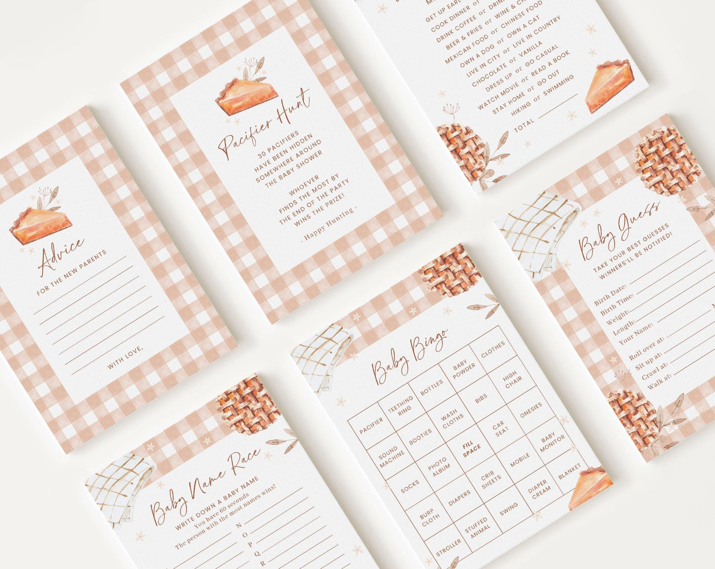 10 Editable Cutie Pie Baby Shower Games Bundle, Little Cutie Pie Baby Shower Games Bundle, Thanksgiving Baby Shower Party Games CTPBS001