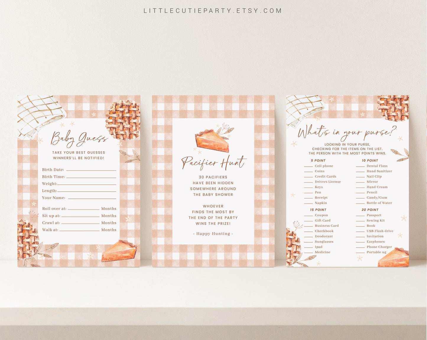 10 Editable Cutie Pie Baby Shower Games Bundle, Little Cutie Pie Baby Shower Games Bundle, Thanksgiving Baby Shower Party Games CTPBS001