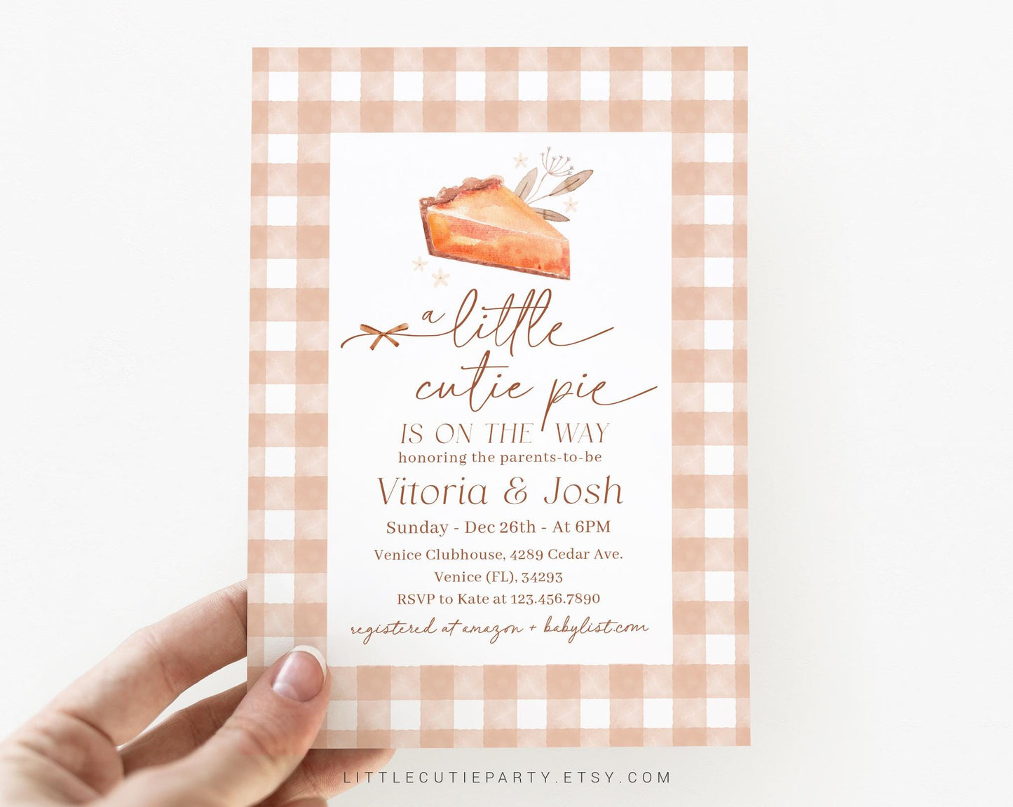 Editable Cutie Pie Baby Shower Invitation, Our Little Cutie Pie Invitation with Diaper Raffle, Books for Baby and Tag CTPBS001