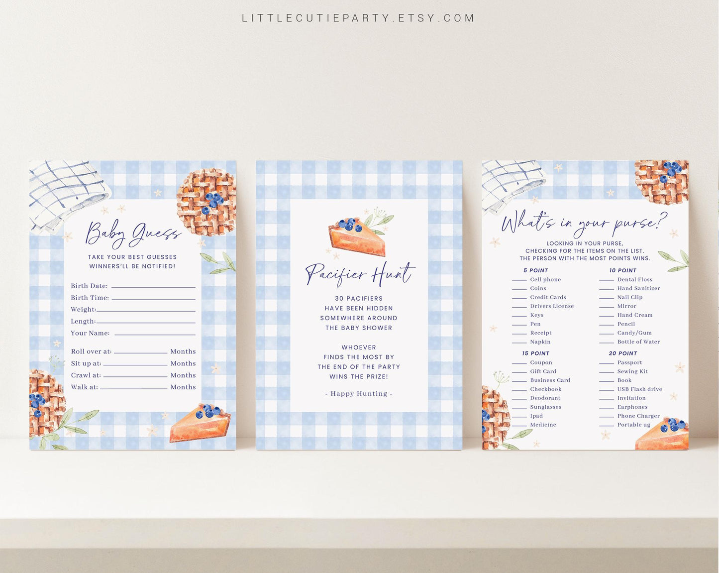 10 Editable Blue Cutie Pie Baby Shower Games Bundle, Blue Sweet Cutie Pie Baby Shower Bingo Games Bundle, Thanksgiving Shower Games CTPBS002