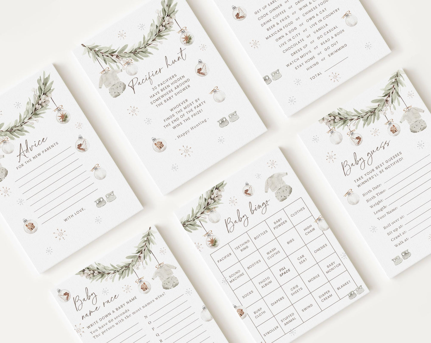 10 Editable A Merry Little Baby Shower Games, Retro Christmas Baby Shower Games Bundle, Cozy Winter Baby Shower Party Games MRYBS002