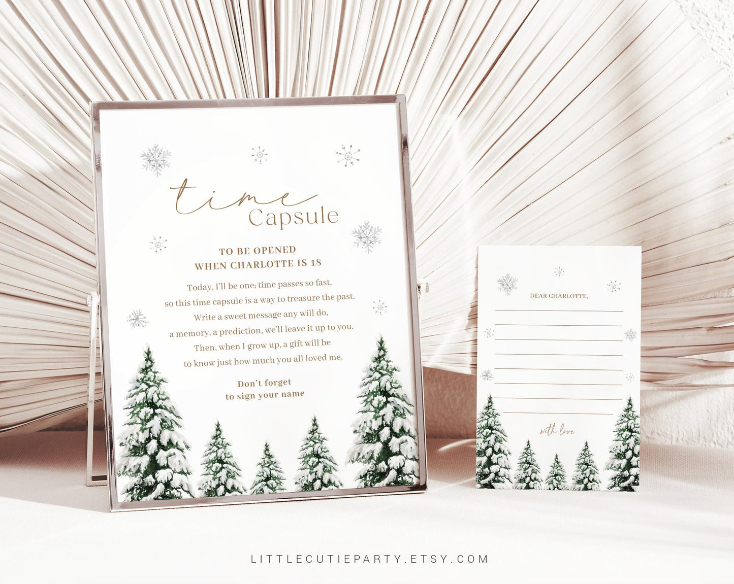 Editable Winter Onederland Time Capsule Template, Winter First Birthday Time Capsule Sign, Winter Onederland Birthday Time Capsule WIOBD001