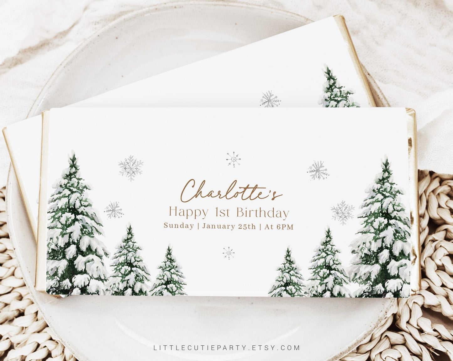 Editable Winter Onederland Birthday Chocolate Bar Wrapper, Winter First Birthday Candy Bar Wrapper, Winter Onederland Decorations WIOBD001