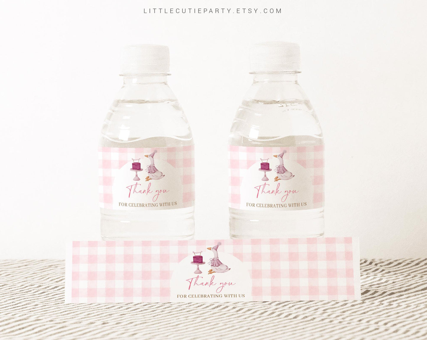 Editable Goose Girl Baby Shower Decorations, Baby Shower Water Bottle Labels, Bottle Label for One Silly Goose Birthday Girl Decor GOSBD001