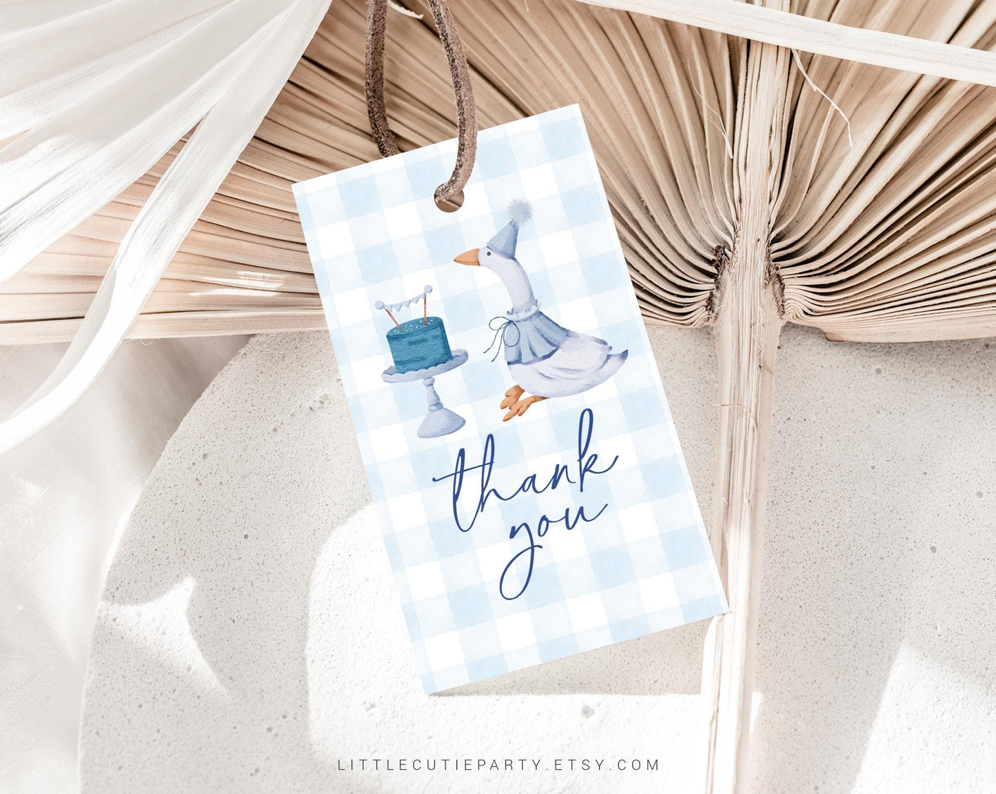 Editable One Silly Goose Birthday Boy Invite, Boy 1st Birthday Blue Evite Template with Picture, One Silly Goose Evite with Tag GOSBD002