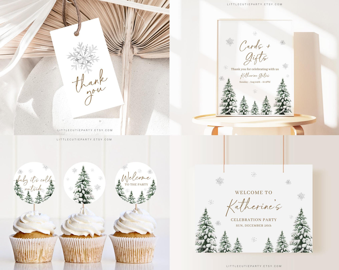 Editable Winter Onederland Birthday Invitation Bundle, Winter Birthday Invitation, Winter 1st Birthday Bundle with Decorations WIOBD001