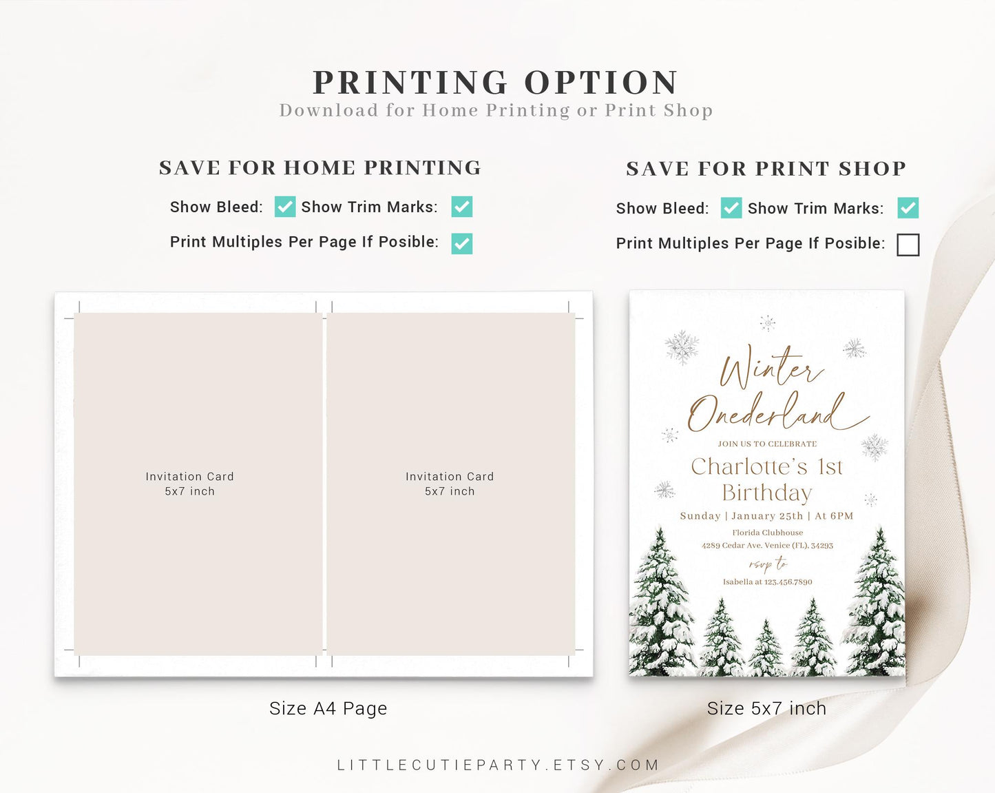Editable Winter Onederland First Birthday Invitation, Winter 1st Birthday Invitation, Winter First Birthday Card with Gift Tag WIOBD001