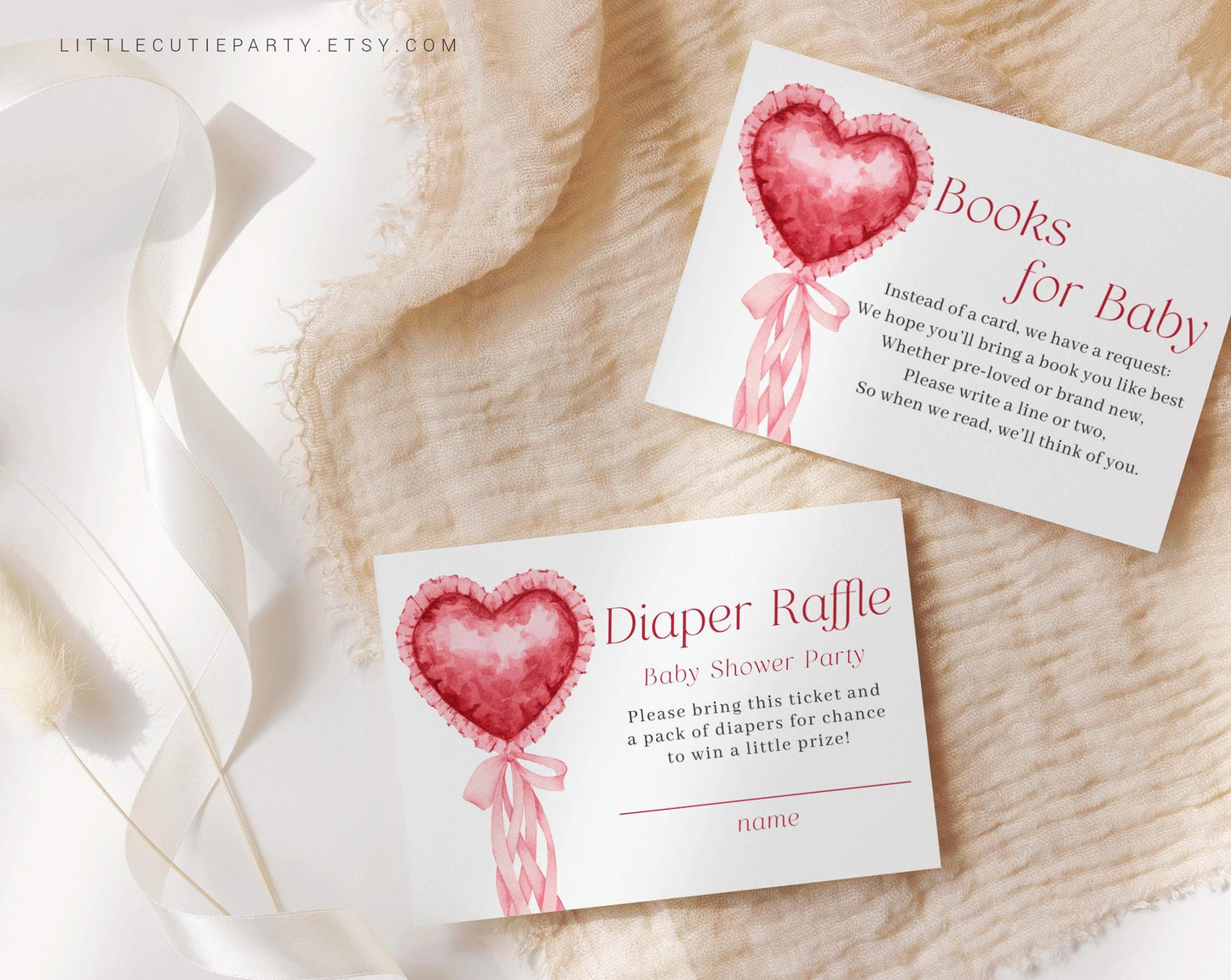 Editable Little Sweetheart Baby Shower Invitation, Valentines Baby Shower Invite with Diaper Raffle, Books for Baby and Tag SWHBS002