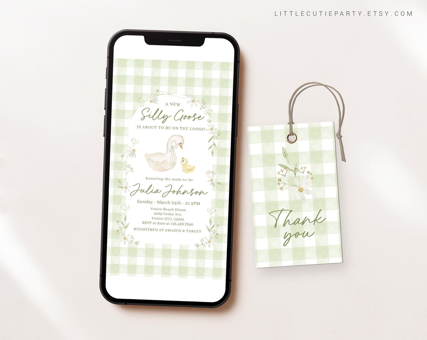 Editable Mother Goose Baby Shower Invite, Silly Goose Baby Shower Invite Set, Geese Baby Shower Digital Invitation Evite SLGBS001