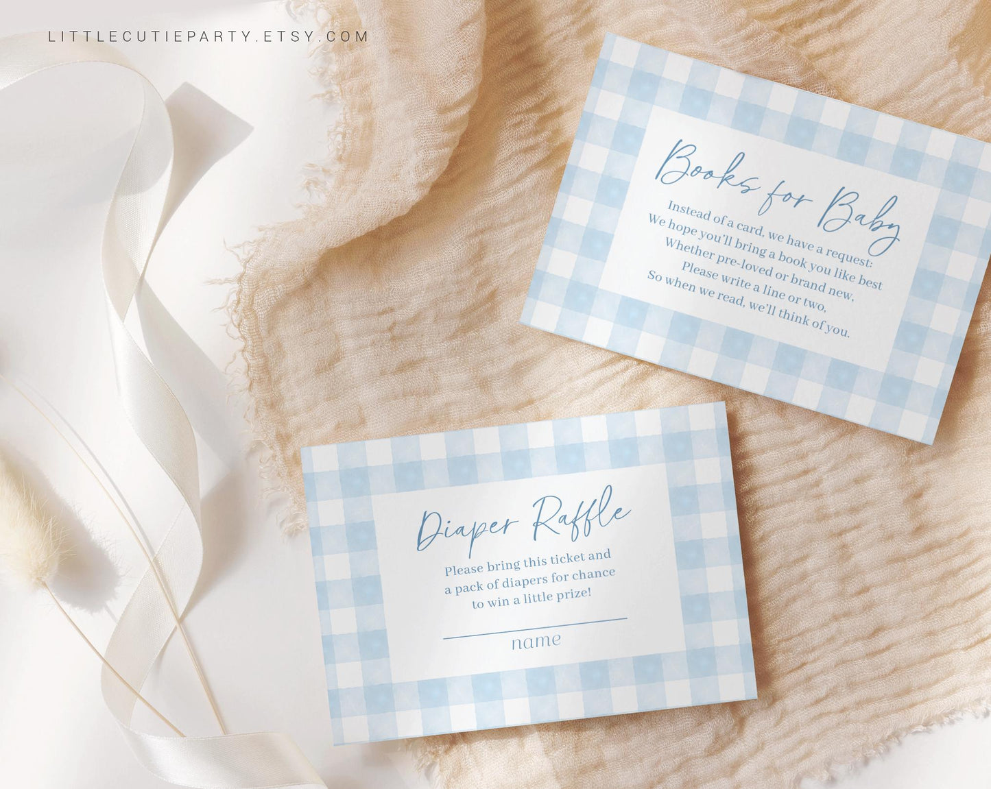 Editable Blue Gingham Baby Shower Invite, Blue Baby Shower Invitations, Baby Shower Digital Invitation Evite for Baby Blue Boy BGHBS002