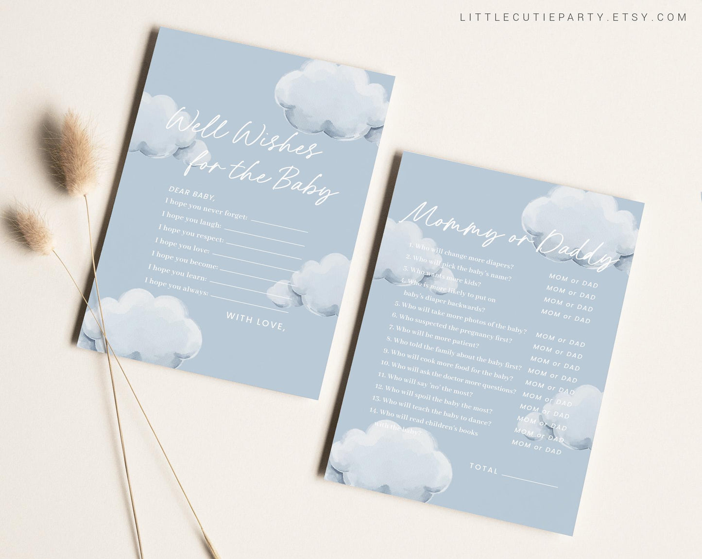 10 Editable On Cloud Nine Baby Shower Games Bundle, We are on Cloud Nine Baby Shower Bingo Games Bundle, Baby Shower Party Games CNBS001