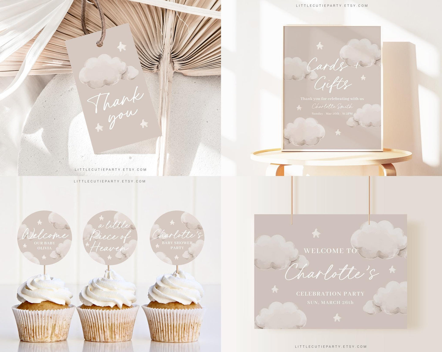 Editable Little Piece of Heaven Invitation Bundle, A Little Piece of Heaven Baby Shower Bundle with Games and Baby Shower Decor LPHBS001