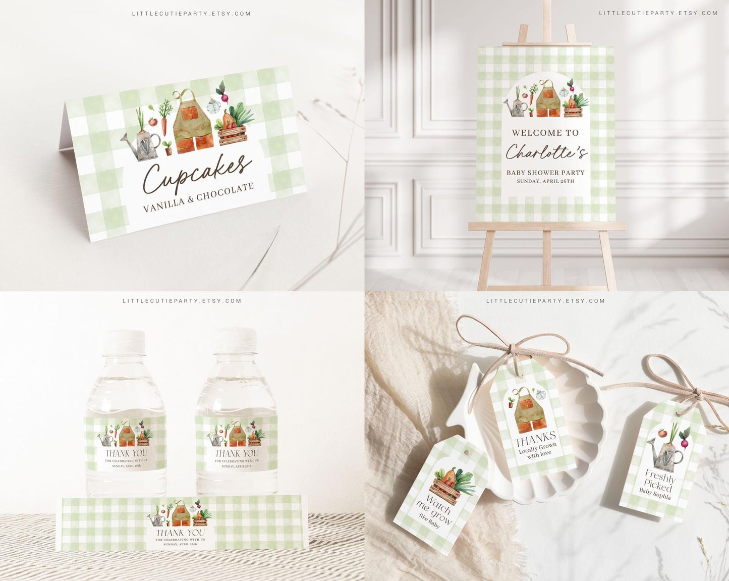 Editable Locally Grown Baby Shower Bundle, Farmers Market Baby Shower Invite Bundle with Locally Grown Baby Shower Games and Decor LCGBS001