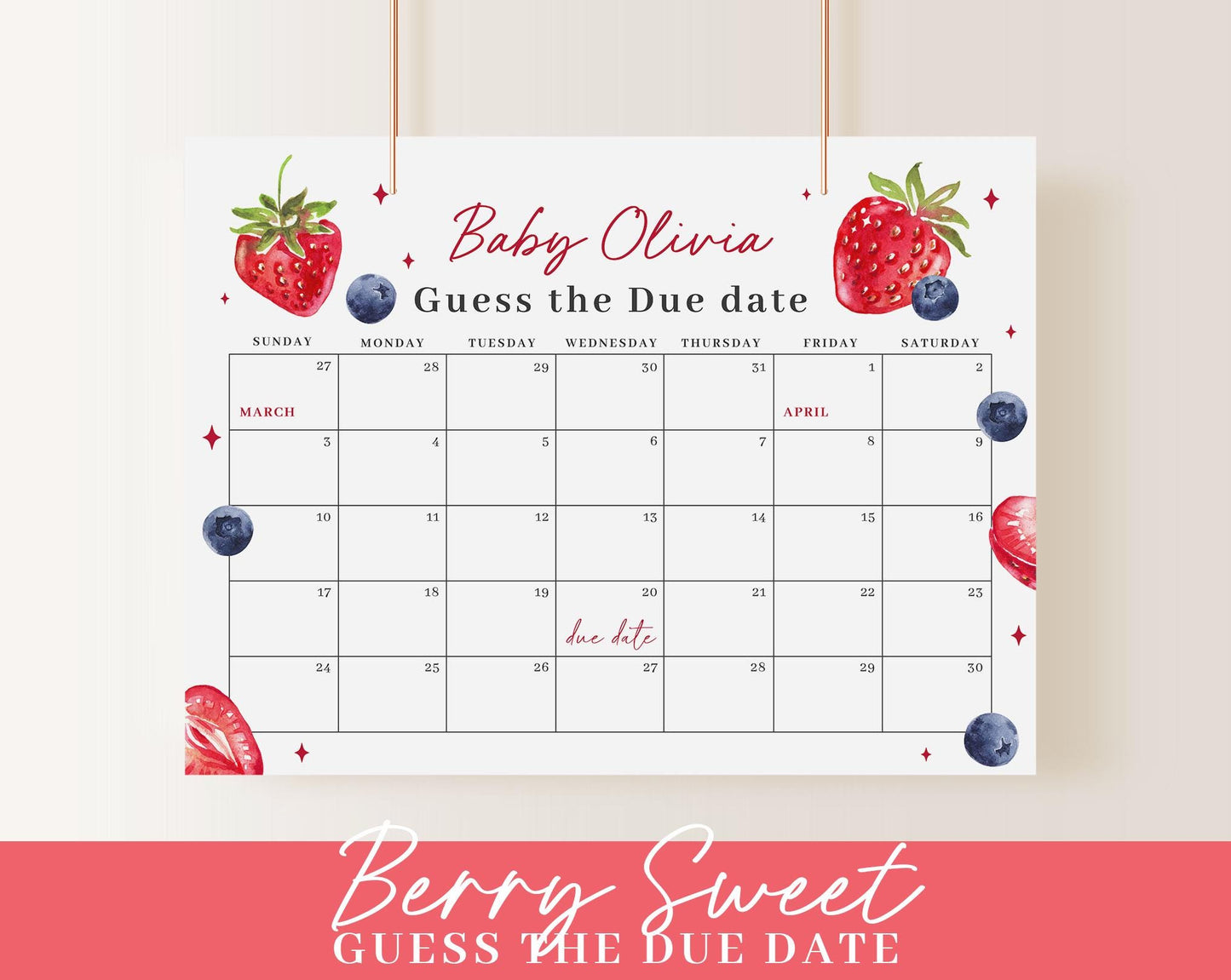 Editable Someone Berry Sweet Baby Shower Invitation Bundle, Berry Baby Shower Bundle, Games Bundle and Baby Shower Decorations BRSBS002