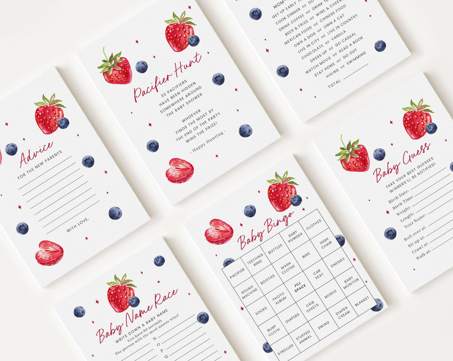 10 Editable Berry Sweet Baby Shower Games, Someone Berry Sweet Baby Shower Games Bundle, Baby Shower Party Games BRSBS002