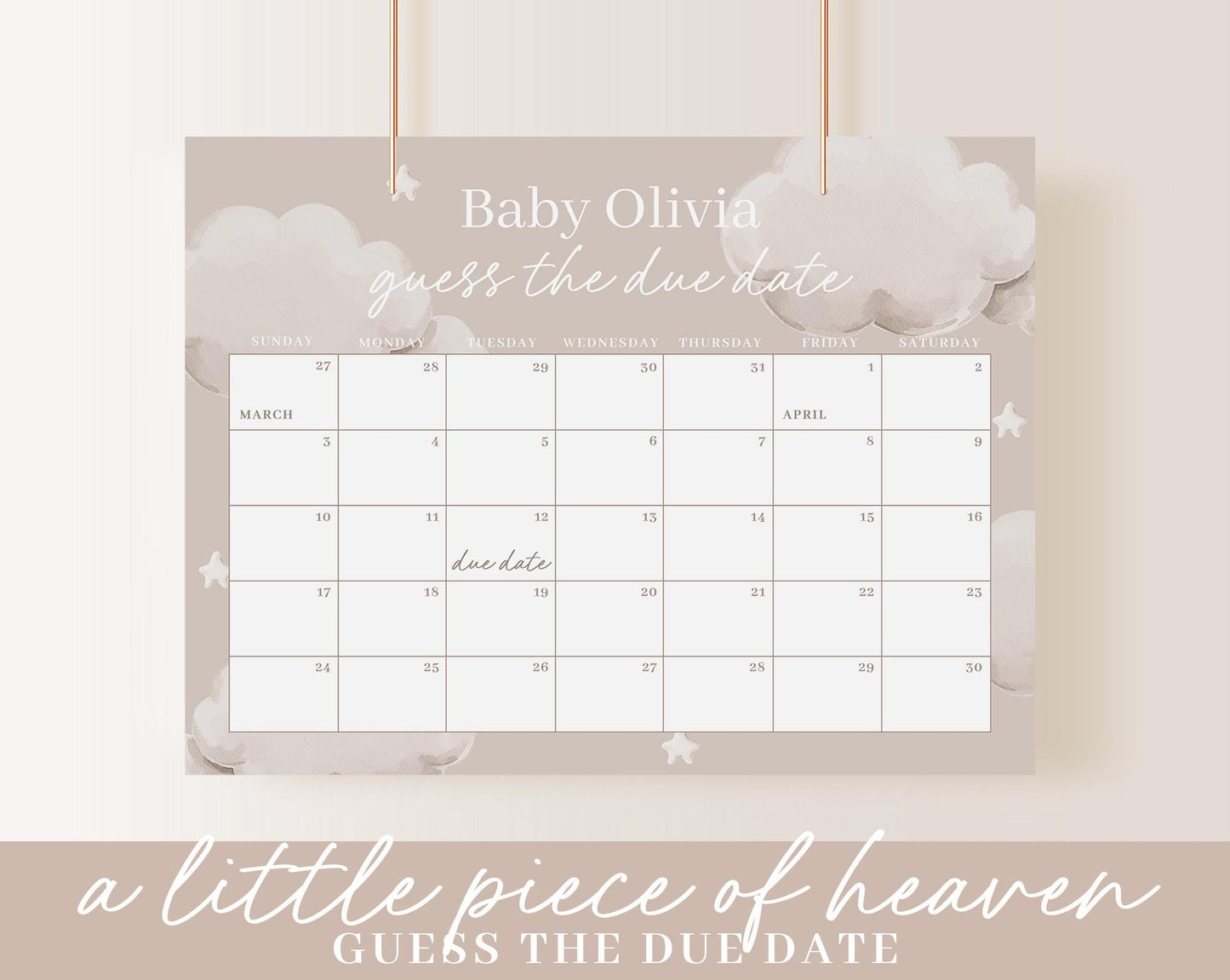 Editable Little Piece of Heaven Invitation Bundle, A Little Piece of Heaven Baby Shower Bundle with Games and Baby Shower Decor LPHBS001