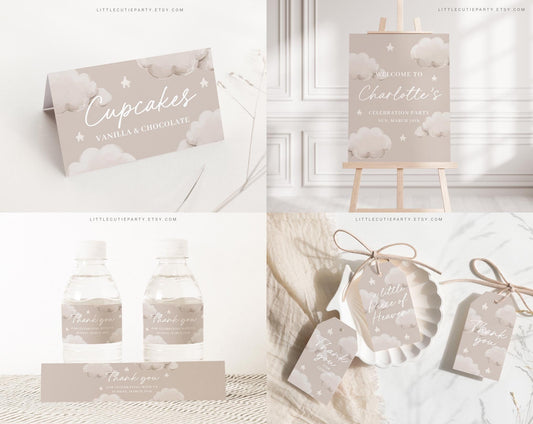 Editable Little Piece of Heaven Invitation Bundle, A Little Piece of Heaven Baby Shower Bundle with Games and Baby Shower Decor LPHBS001