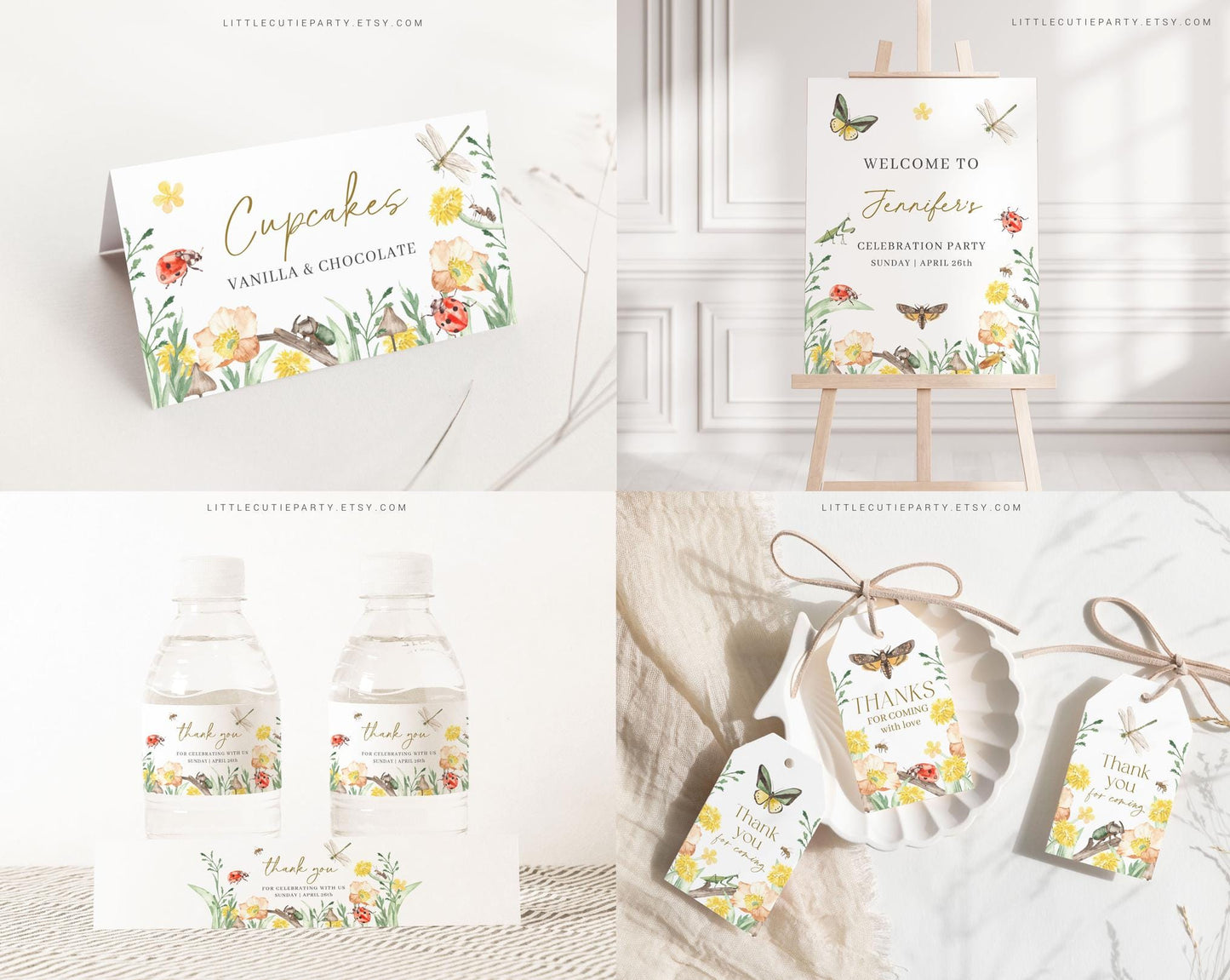Editable Little Love Bug Baby Shower Bundle, Lovebug Baby Shower Invite Bundle with Lovebug Shower Games and Decor LVBBS001