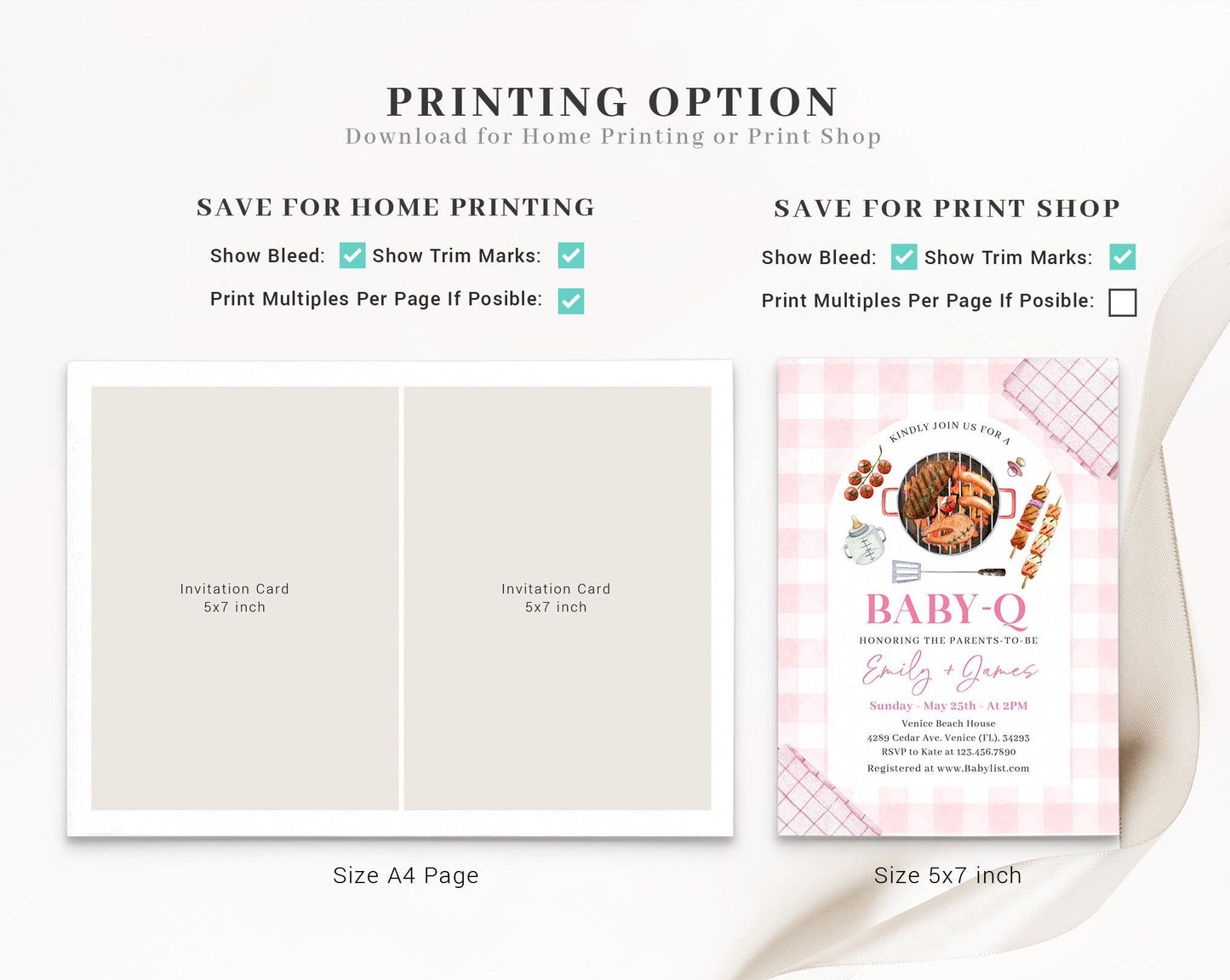 Editable BBQ Baby Shower Girl Invitation, Baby Q Girl Invitations, BabyQ Pink Baby Shower with Diaper Raffle, Book for Baby and Tag BBQBS003