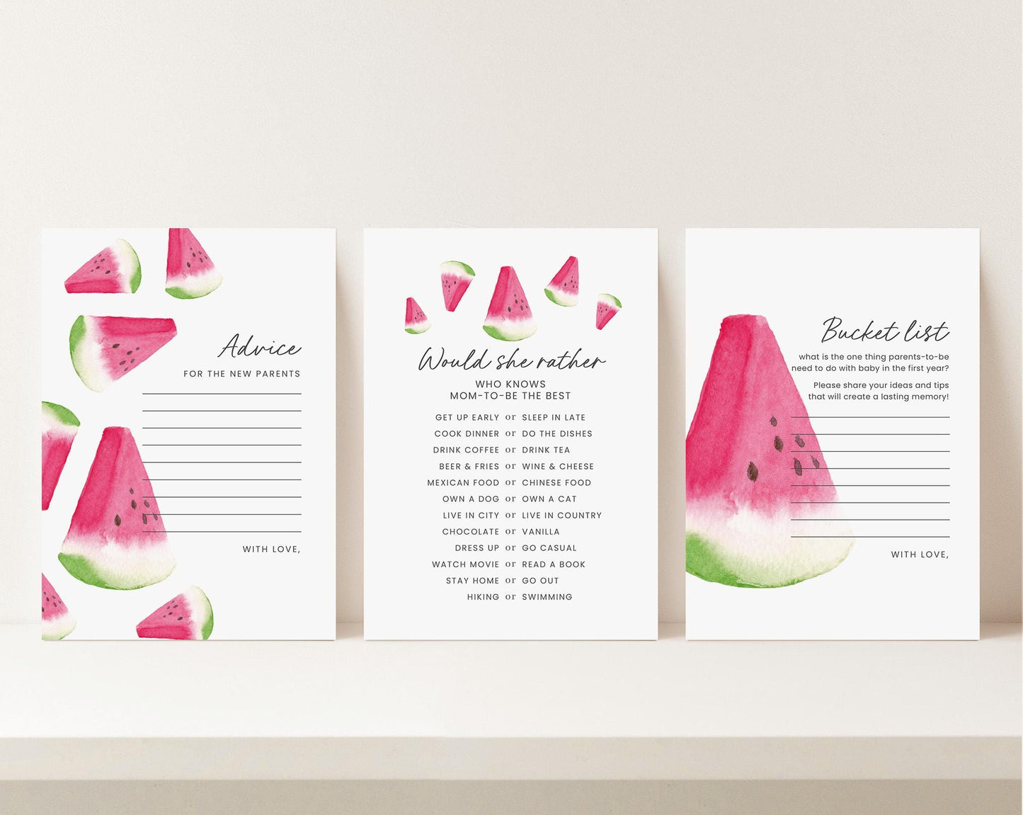 10 Editable Watermelon Baby Shower Games, Watermelon Baby Shower Games Bundle, Watermelon Games Baby Shower Activities WTMBS002