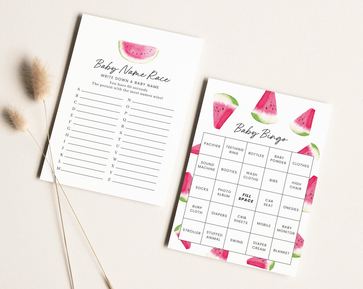 10 Editable Watermelon Baby Shower Games, Watermelon Baby Shower Games Bundle, Watermelon Games Baby Shower Activities WTMBS002