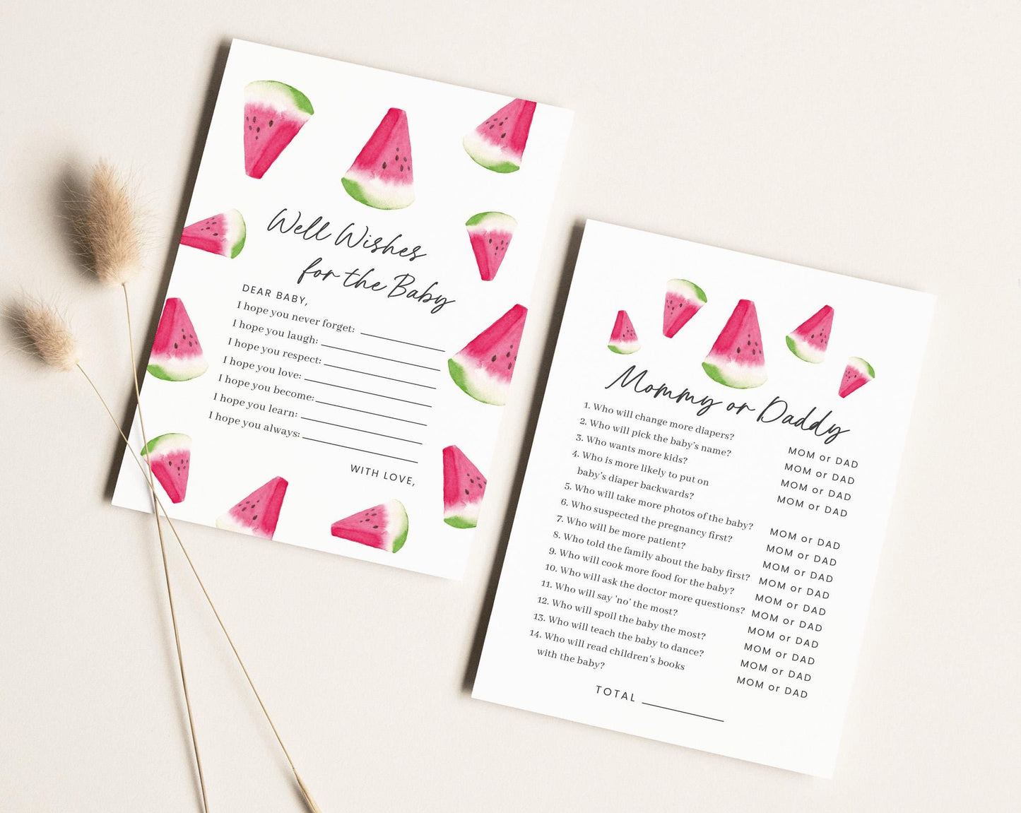 10 Editable Watermelon Baby Shower Games, Watermelon Baby Shower Games Bundle, Watermelon Games Baby Shower Activities WTMBS002